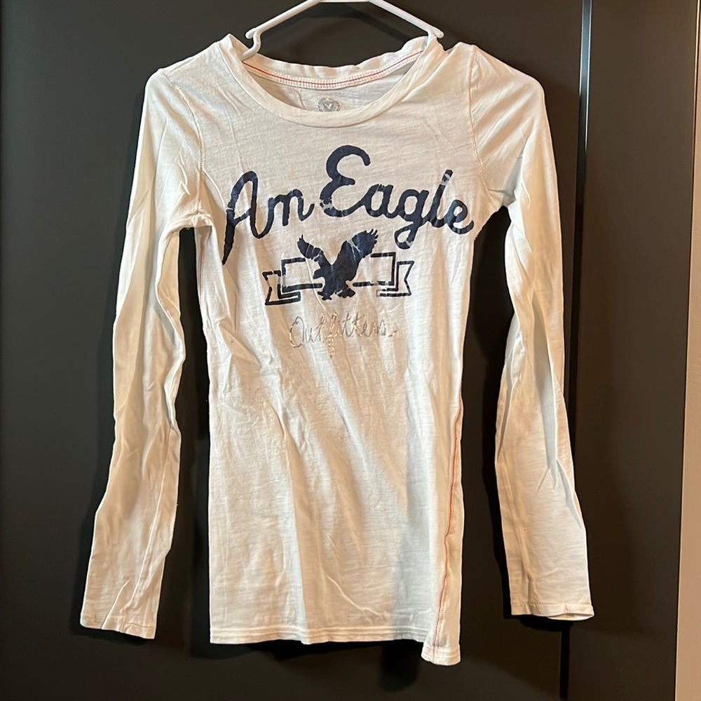 White Long Sleeve AE Tee